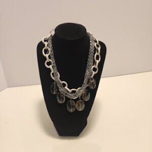 Flint + Feather Chunky Silver Links and Topaz Necklace